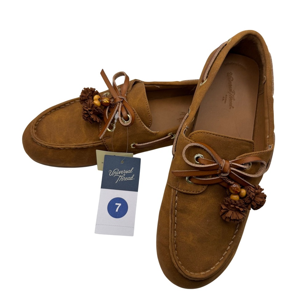 Universal Thread Womens Chestnut Brown Boat Shoes Tassel Loafers 7 096229341